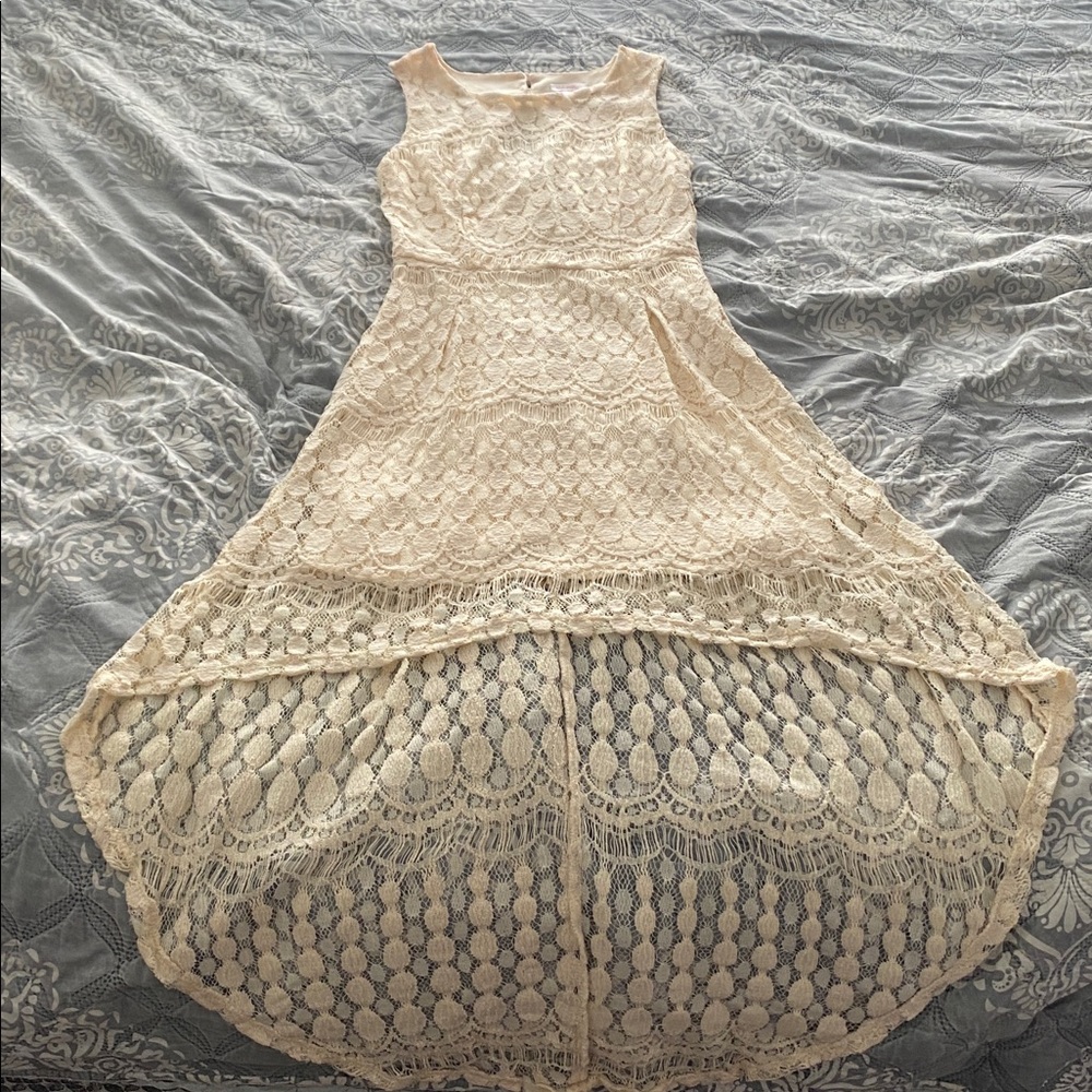 Xhilaration Cream/Off White Lace High Low Dress Size S